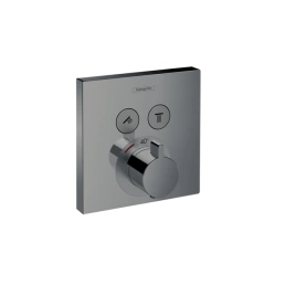 Hansgrohe ShowerSelect Встраиваемый термостат для душа, 2 источника с кнопками вкл/выкл (внешняя часть), цвет: шлифованный черный хром (15763340)