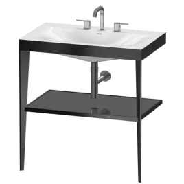 Duravit XViu Консоль напольная, 850x800x480мм с полкой, с раковиной без перелива, 3 отв, цвет: black matt/flannel grey high gloss lacquer (XV4715TB289)