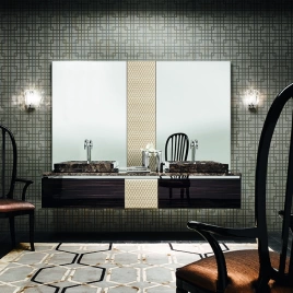 VITAGE milldue edition Four Seasons Столешница мраморная 2160х560х30 мм, со ступенчатой обработкой, c 2 отверстиями для раковин, Emperador (4355.216.B21.2)