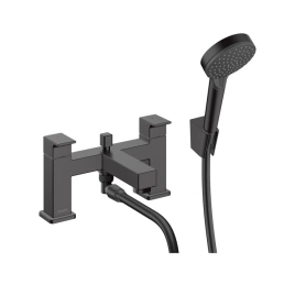 Hansgrohe Vernis Shape Смеситель на борт ванны, на 2 отверстия, и ручной душ Vernis Blend Vario, цвет: матовый черный (71462670)
