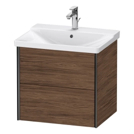 Duravit XViu Тумба подвесная 565x610x469мм, для раковины 233265, 2 ящика, цвет: walnut dark/черный матовый (XV41150B221)