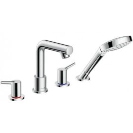 Hansgrohe Talis S Смеситель на борт ванны, на 4 отв, с ручным душем, излив 200мм, цвет: хром (72418000)