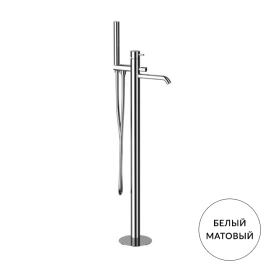 Kerasan Nolita Смеситель для ванны, напольный, с ручной лейкой, излив 180мм, h760мм, цвет: белый матовый (923030 Bianco matt)