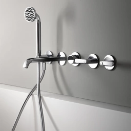 Fantini Icona Deco Смеситель для душа, встраиваемый, на 2 источника, излив 200мм, с ручн.душем, (наружняя часть), цвет: хром (53 02 R119B)