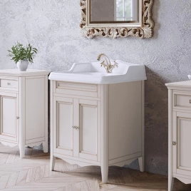 TW Veronica, База с раковиной Simas AR824bix1 68x54см с 1отв. под смеситель, 2 расп. дверки, доводч. Blum, ручки: Riflesso бронза, цвет: Vintage (VER2068-V+AR824bix1 комплект)