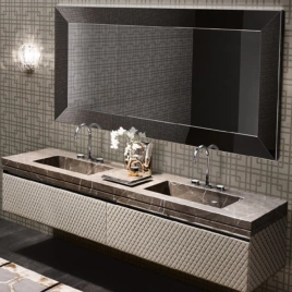 VITAGE milldue edition Four seasons Столешница 216х56хh9.5см c 2-мя интегрированными раковинами PLANS c3отв, мрамор, цвет: bronzo amani-B58 (4356.216.B58.3.2)