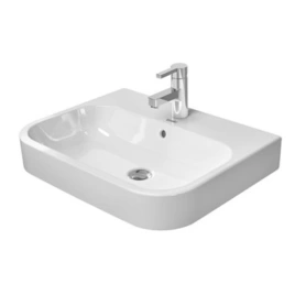Раковина DURAVIT Happy D2 шлифованная 65х46 см с 1 отв под смесительитель со слив переливом задняя стенка не глазур с креплением цвет белый (2315600000)