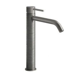 GESSI 316 Смеситель для раковины на 1 отверстие, высокий h=305мм, без донног клапана, излив 156мм, цвет: steel brushed (54206#239)