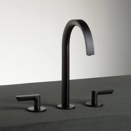 Fantini Icona Deco Смеситель для раковины, 3 отв, с нажимн. донным клапаном, излив 160мм, цвет: оружейная сталь (53 P5 R107)