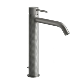 GESSI 316 Смеситель для раковины на 1 отверстие, высокий, h=305мм, с донным клапаном, излив 156мм, цвет: steel brushed (54403#239)