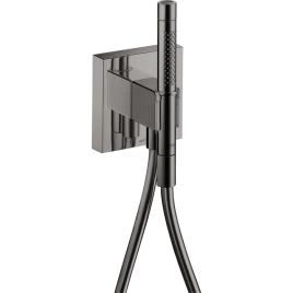 AXOR SHOWERS PORTER Душевой набор c ручным душем с 2 режимами, шланг 1250 мм, держатель для душа с выводом воды, внешняя часть, цвет полир черный хром (12626330)