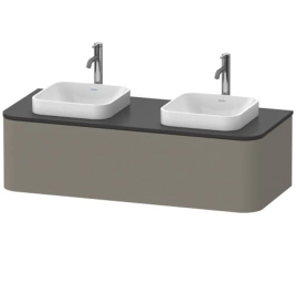 Duravit Happy D.2 Plus Столешница 16x1300x550мм для тумбы HP4943 с вырезами под 2 раковины, цвет: graphite supermatt (HP032KB8080)