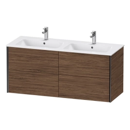 Duravit XViu Тумба подвесная 560x1218x480мм, для двойной раковины 233613, 4 ящика, цвет: walnut dark/черный матовый (XV41290B221)