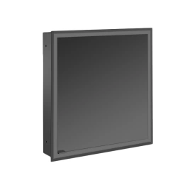 EMCO Prime Зеркальный шкаф 600xh700мм с подсветкой, встраиваемый, 1 дверь, R, 2 полки, розетка, цвет: черный (9497 060 70)