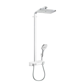 HG Raindance E Душевая система Showerpipe: верх.душ 360х190мм 1jet, ручн.душ, шланг, термостат для душа, цвет: белый/хром (27288400)
