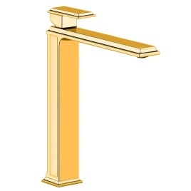 Gessi Eleganza Смеситель для раковины на 1 отверстие, высокий, без донного клапана, цвет: золото (46004#080)
