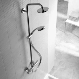 HG Croma Душевая система Showerpipe: верх.душ 160 1jet, ручн.душ, шланг, термостат, цвет: хром (27135000)
