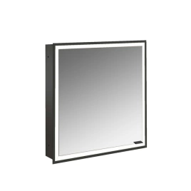 Emco Prime Зеркальный шкаф с подсветкой LED встраив. модель, 600 mm, 1-дверка, IP 20 петли слева, зеркальная задняя стенка с Lichtpaket, цвет черный (9497 133 69)