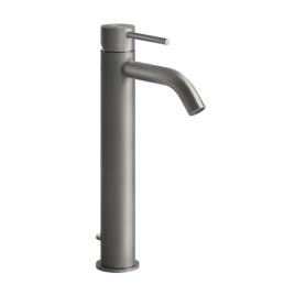 GESSI 316 Смеситель для раковины на 1 отверстие, высокий h=305мм, с донным клапаном, излив 123мм, цвет: steel brushed (54004#239)