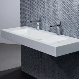 Раковина BETTEAqua подвесная 140х49 5х125 cм c 2 отв под смеситель покрытием Glaze Plus без перелива с крепежом цвет белый (A052 HLW2)