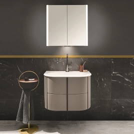 BURGBAD LAVO 2.0 Комплект мебели 720х495х492 мм, 2 ящика, раковина Velvet с сифоном, с 1 отверстием для смесителя, ручки черные, цвет Basaltgrau Matt (SFZP072G0227F5045C0037x1)