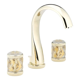 THG HIRONDELLES GOLD STAMPED Смеситель для раковины на 3 отверстия, с донным клапаном, цвет Soft gold (A4L-F30-151)