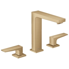 Hansgrohe Metropol Смеситель для раковины 160, на 3 отв, с донным клапаном, излив 152мм, цвет: шлифованная бронза (32515140)