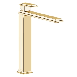 Gessi Eleganza Смеситель для раковины на 1 отверстие, высокий, без донного клапана, цвет: шлифованное золото (46004#087)
