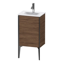 Duravit XViu Тумба подвесная 591x430x310мм, для раковины 073345, 1 дверь, (петли справа), цвет: walnut dark/черный матовый (XV4068RB221)
