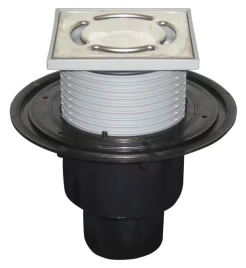Трап HL310NPr с решеткой 115x115 мм и вертикальным выпуском DN110/75/50