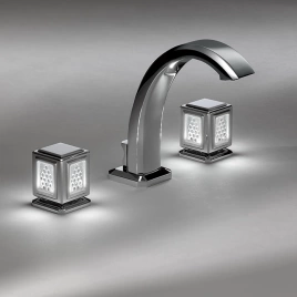 THG METROPOLIS CRISTAL CLAIR Смеситель для раковины на 3 отверстия, ручки с подсветкой, с донным клапаном, цвет хром (A2A-A02-151LED)