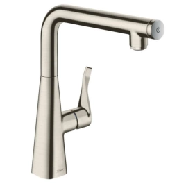 Hansgrohe Metris Select Смеситель для кухни на 1 отв, поворотный излив, цвет под сталь (14847800)