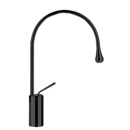 Gessi Goccia Смеситель для раковины на 1 отверстие, высокий, излив 244мм R=125, с фиксированным носиком, цвет: черный (33806#299)