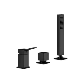 Gessi Rettangolo K Смеситель для ванны на 3 отверстия, с переключателем и ручным душем, без излива, цвет: черный (53043#299)