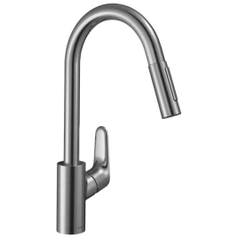 Hansgrohe Focus M41 Кухонный смеситель однорычажный, Eco, с вытяжным душем, 2jet, цвет под сталь (31833800)