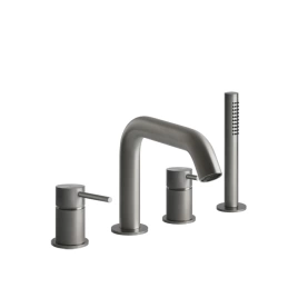 GESSI 316 Смеситель для ванны на 4 отверстия, с переключателем, изливом и шлангом 1,50 м, цвет: steel brushed (54037#239)