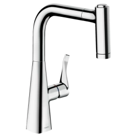 Hansgrohe Metris Смеситель для кухни на 1 отв, поворотный и выдвижной излив 2jet, цвет хром (14834000)