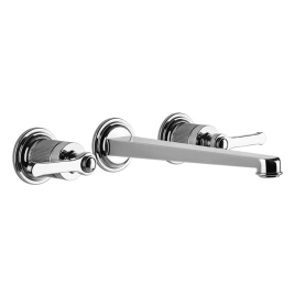 GESSI VENTI20 Смеситель для раковины настенный, встраиваемый, двухвентильный, излив 243 мм, внешняя часть, цвет хром (65090#031)