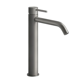 GESSI 316 Смеситель для раковины на 1 отверстие, высокий h=305мм, без донного клапана, излив 155мм, цвет: steel brushed (54006#239)