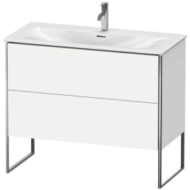 Duravit XSquare Тумба напольная под раковину 234410, 2 яшика, встроенные ножки с регулировкой по высоте, 592x1010x478мм, цвет White High Gloss (XS452502222)