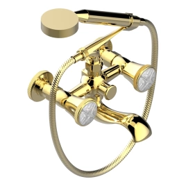 THG HIRONDELLES Смеситель для ванны, настенный, с ручным душем, цвет Gold color PVD (A4J-H52-13B)