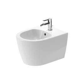 Duravit ME by Starck Биде подвесное компакт с перел., с 1 отв. под смес., вкл. крепление Durafix, 370x480мм, с покрытием WonderGliss Цвет: Белый (22901500001)