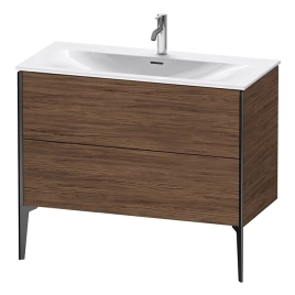 Duravit XViu Тумба подвесная 591x1010x480мм, для раковины 234410, 2 ящика, цвет: walnut dark/черный матовый (XV43030B221)