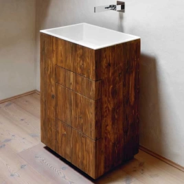 NOORTH milldue edition TOUCH Комплект мебели 640х400х880 мм, напольный, 3 ящика, слив в пол, раковина Milltek белая матовая, отделка Abete (370893)