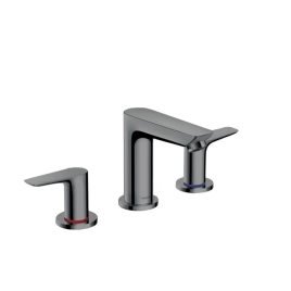 Hansgrohe Talis E Смеситель для раковины 150, на 3 отв, с донным клапаном, излив 112мм, цвет: шлифованный черный хром (71733340)