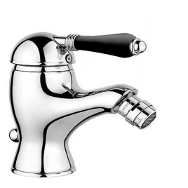 Nicolazzi Ceramica Nera Смеситель для биде, на 1 отв, с донным клапаном, излив: 107 мм, ручки черная керамика, цвет: хром (3403CR76B)