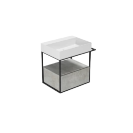 AZZURRA ELEGANCE SQUARED Структура под раковину 680х445х520 мм, 1 ящик, полотенцедержатель, цвет структуры черный матовый, цвет ящика Cement (MSQ60NC)