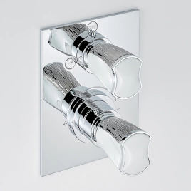 THG PORCELAIN BLANCHE DECOR PLATINE Смеситель для душа встраиваемый, термостатический, с переключателем на 2 потока, внешняя часть, цвет хром (U2E-A02-5500BE)