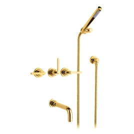 Nicolazzi Mac Kinley 05 Смеситель для ванны с 2мя ручками, встроенный, вкл. внутр часть + комплект руч. душа, цвет: золото (2203GO29)