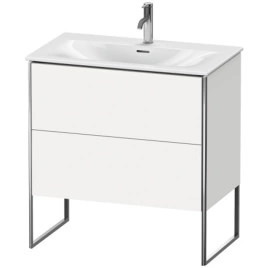 Duravit XSquare Тумба напольная под раковину 234483, 2 яшика, встроенные ножки с регулировкой по высоте, 592x810x478мм, цвет White High Gloss (XS452402222)
